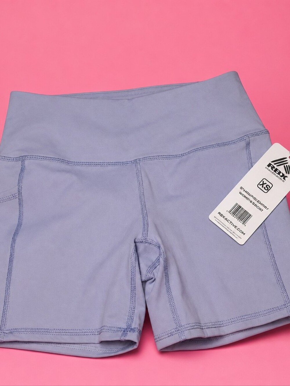 RBX Active Womens Lavender Purple High Waisted Biker Shorts Side Pockets XS NEW